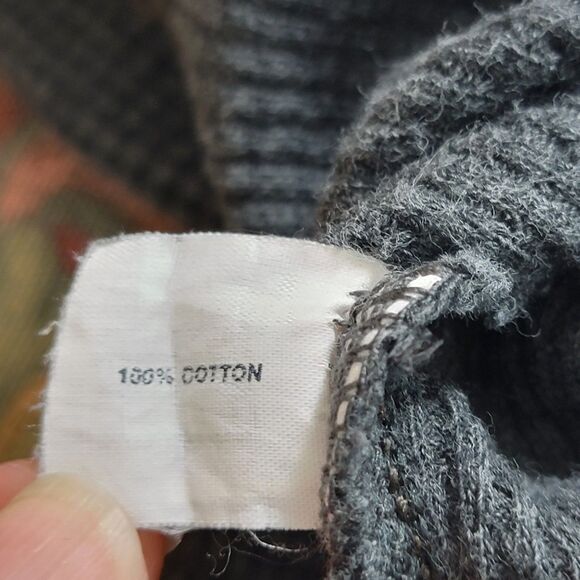 Gap Shirt Mens L Gray Vintage Y2K Waffle Knit Long Sleeve Crew Neck Thermal Top - Picture 10 of 11